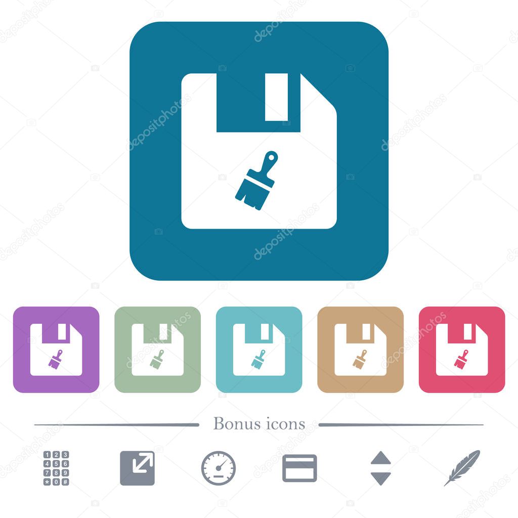 Paste file flat icons on color rounded square backgrounds