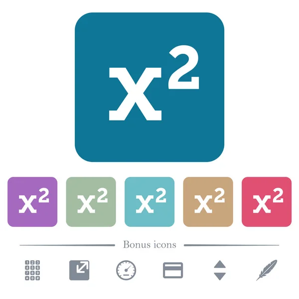 Математика экспоненциации плоские иконки на цветных округлых квадратных фонов — стоковый вектор