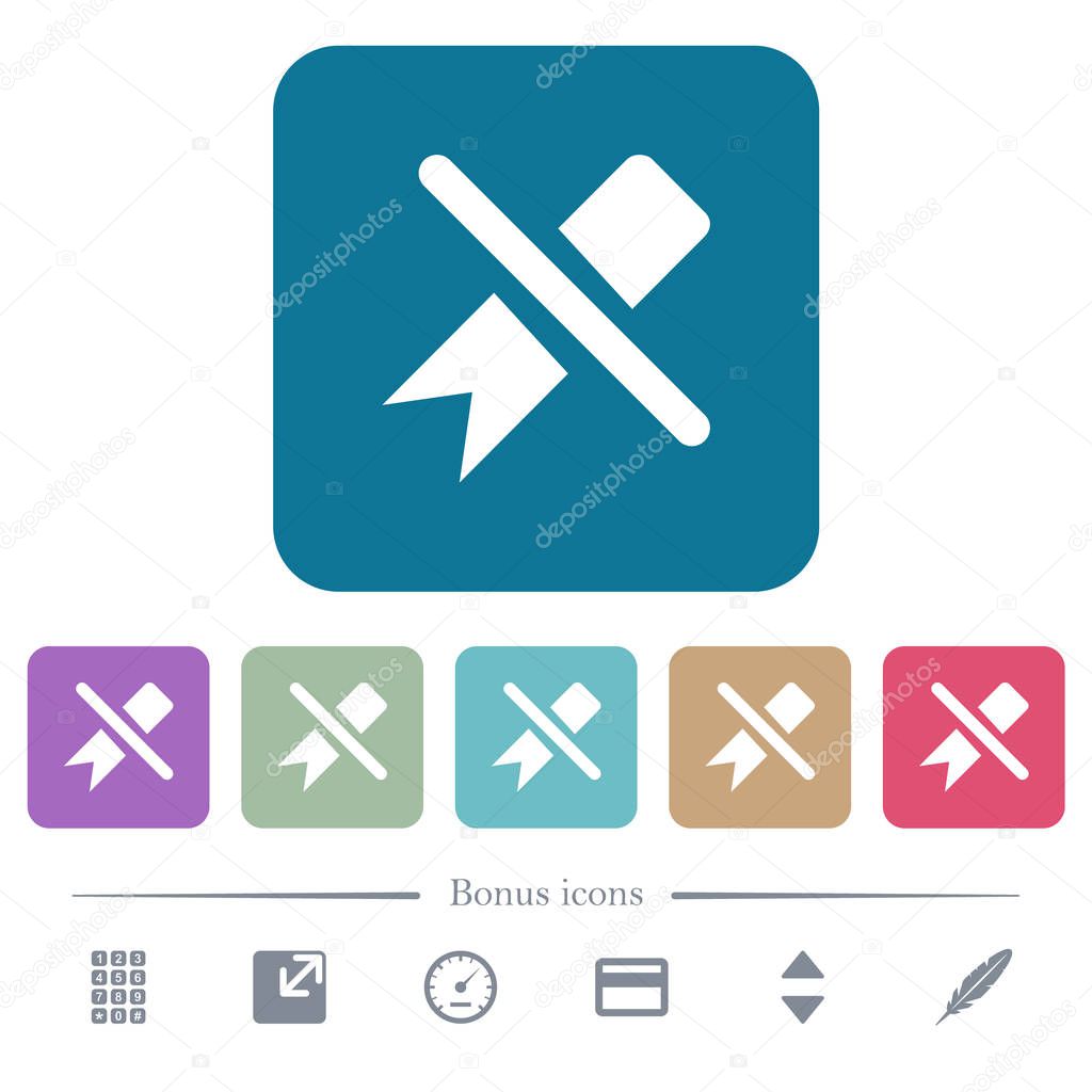 Untag flat icons on color rounded square backgrounds