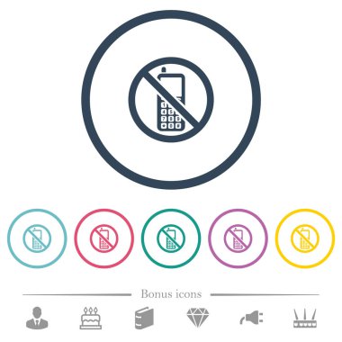 Yuvarlak özetliyor yok cep telefonu düz renk simgeleri