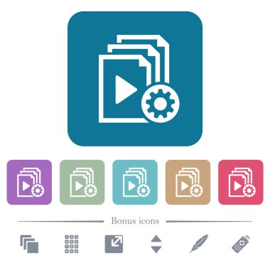 Çalma listesi ayarları düz simgeler yuvarlak renkli kare arka planlar üzerinde