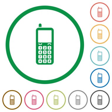 Retro cep telefonu düz simgeler anahatları ile