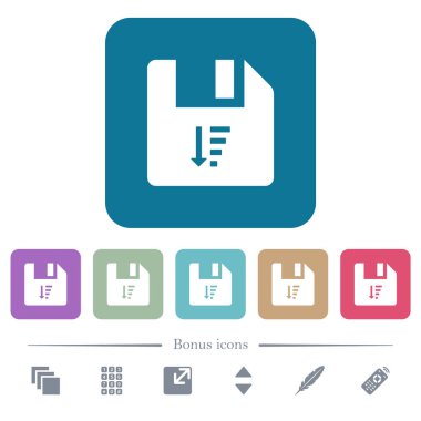 Dosya sıralama düz simgeler renk üzerinde azalan yuvarlak kare arka planlar