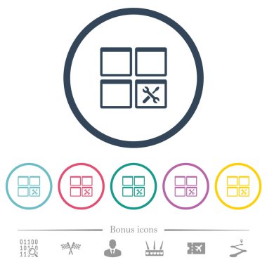 Pano yuvarlak özetliyor düz renk simgeleri araçları