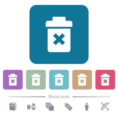 Yuvarlak renkli kare arka planlar üzerinde düz simgeleri silmek