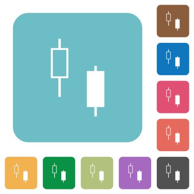 İki şamdanları yuvarlak kare düz simgeler