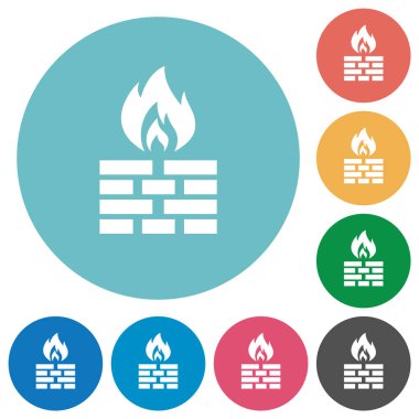 Güvenlik Duvarı düz yuvarlak simgeler