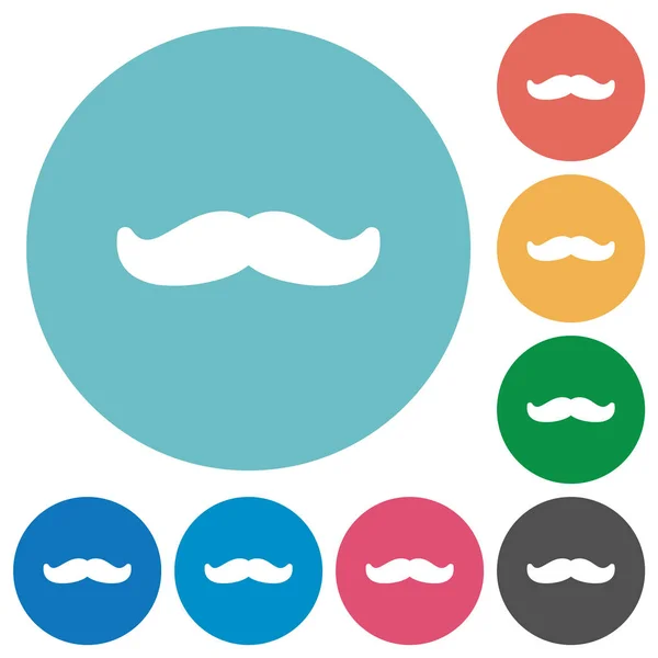 Moustache Icônes rondes plates — Image vectorielle