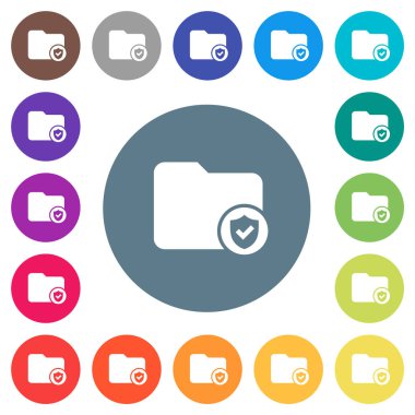 Yuvarlak renkli arka planlar korumalı dizine düz beyaz simgeleri