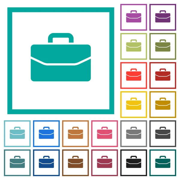 Satchel iconos de color plano con marcos de cuadrante — Archivo Imágenes Vectoriales