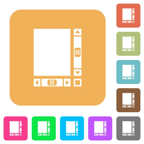Document vierge avec barres de défilement arrondies carrés icônes plates — Image vectorielle