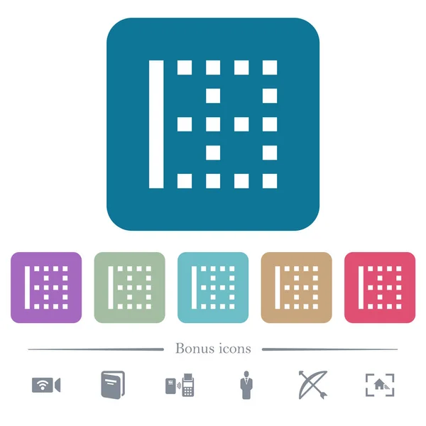 Borde izquierdo iconos planos sobre fondos cuadrados redondeados de color — Vector de stock