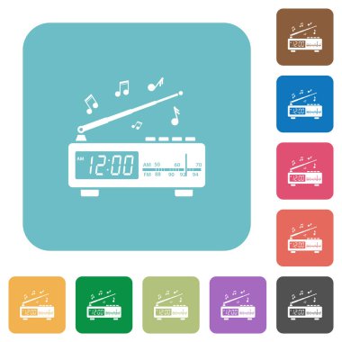 Müzik yuvarlak kare düz simgeler ile Vintage Radyo saati