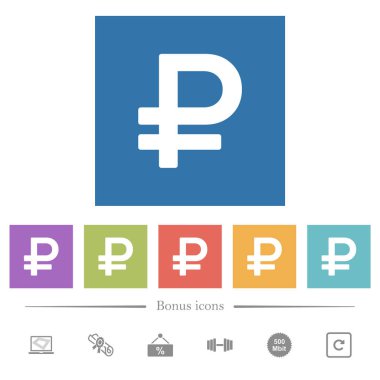 Ruble kare arka planlar düz beyaz simgeler işareti