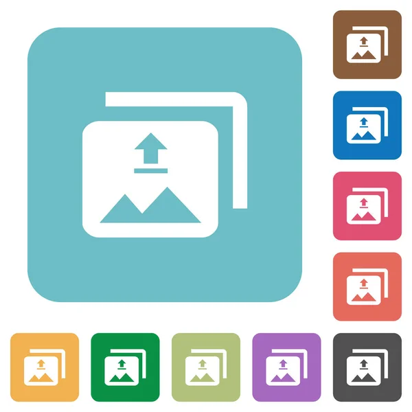 複数の画像をアップロードする正方形のフラットアイコンを丸く — ストックベクタ