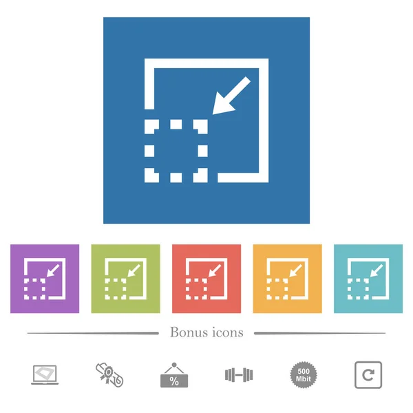 Minimize element flat white icons in square backgrounds — Stock Vector