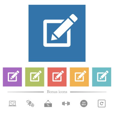 Kare arka planlar kalem düz beyaz simgeleri ile düzenleme kutusu