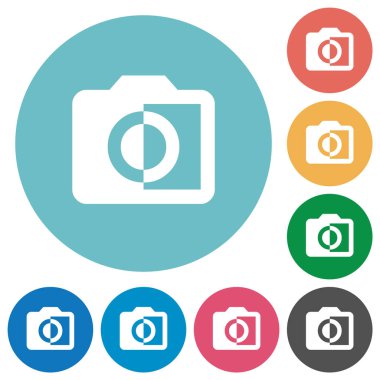 Tek renkli fotoğraflar düz yuvarlak simgeler