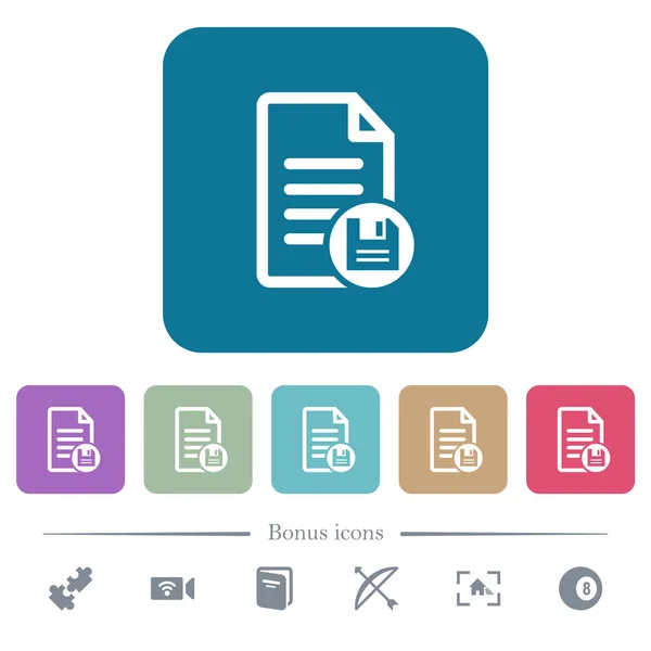 Guardar documento iconos planos en el color redondeado fondos cuadrados — Vector de stock