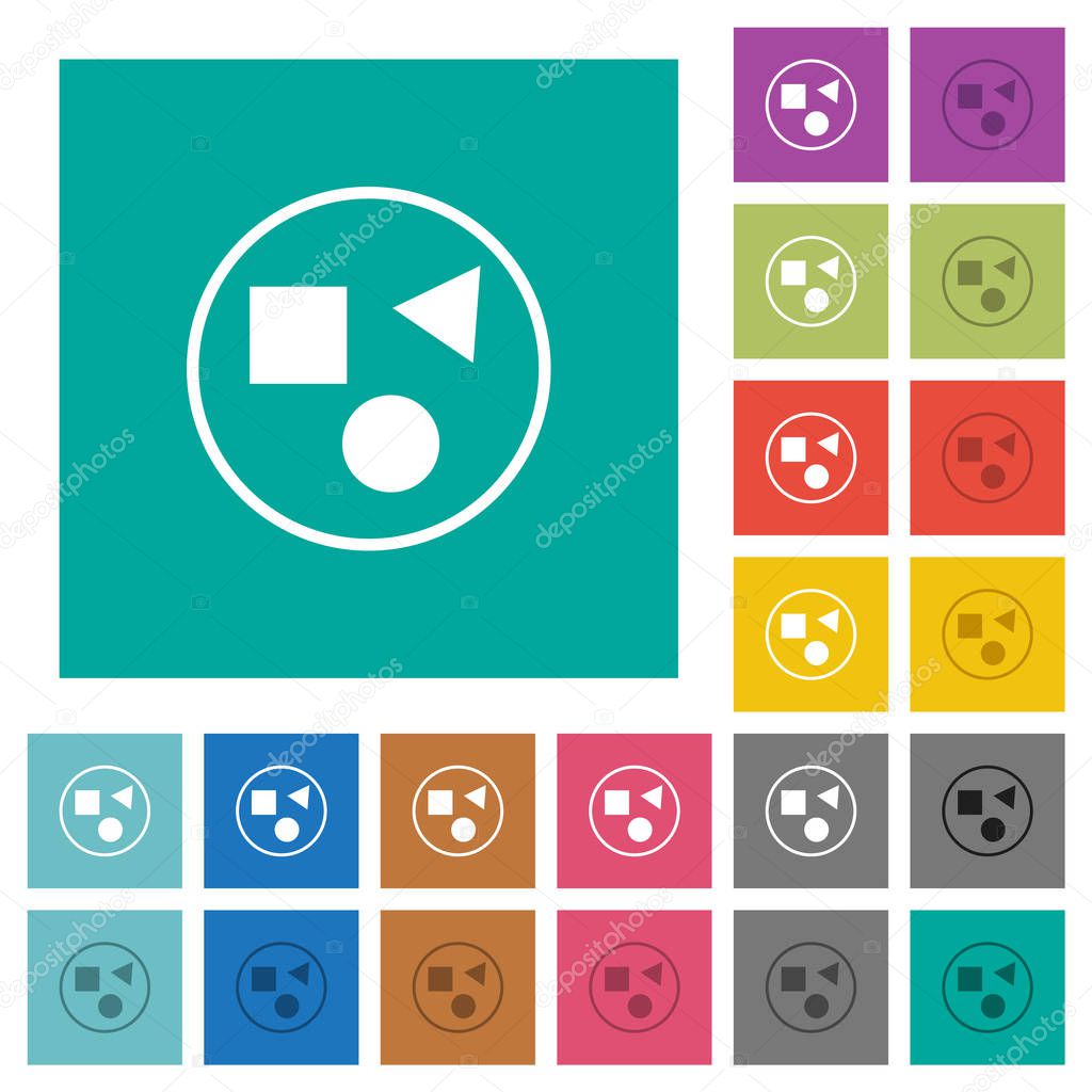 Grouping elements square flat multi colored icons