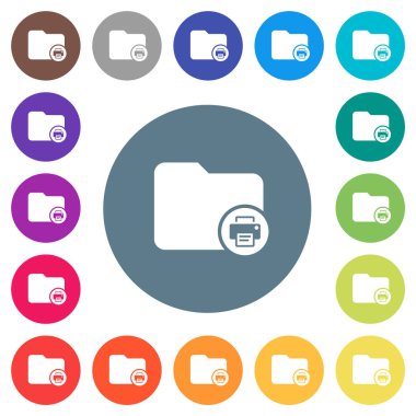 Kredi kartı yazdırmak kayıt düz beyaz simgeler üzerinde yuvarlak renkli arka planlar