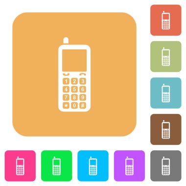 Retro cep telefonu yuvarlak kare düz simgeler