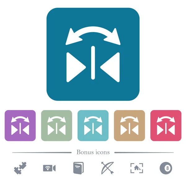 Horizontale flip plat pictogrammen op kleur afgerond vierkant achtergronden — Stockvector