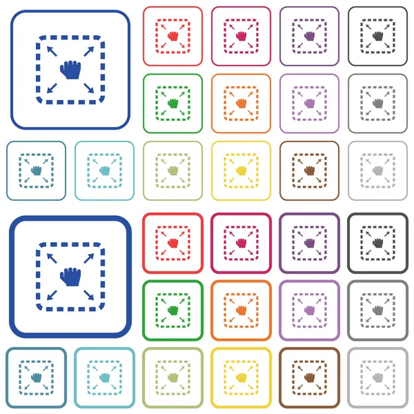 Drag-Element umrissene flache Farbsymbole — Stockvektor