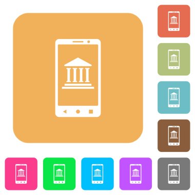 Mobil bankacılık yuvarlak kare düz simgeler