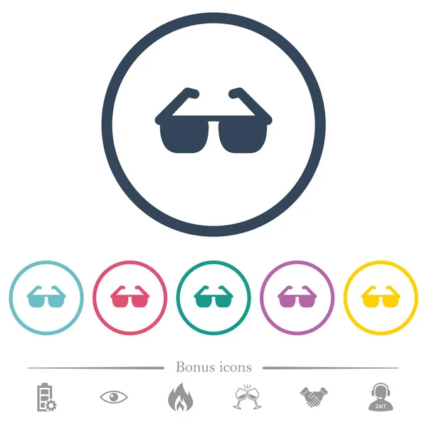 Gafas de sol iconos de color plano en contornos redondos — Vector de stock