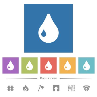 Tek damla düz beyaz simgeler kare arka planlar