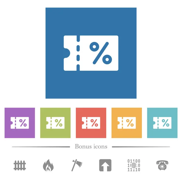 चौरस पार्श्वभूमीमध्ये कूपन फ्लॅट पांढरा चिन्ह — स्टॉक व्हेक्टर