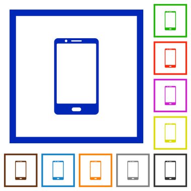 Tek düğmeli düz çerçeveli simgeler ile modern cep telefonu