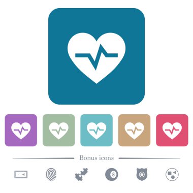 Renk yuvarlak kare arka kalp atışı düz simgeler