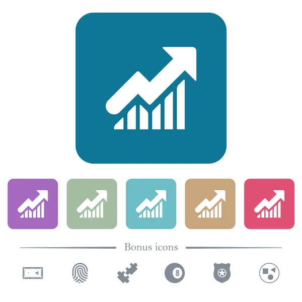 Renkli yuvarlak kare arka planlar yükselen grafik düz simgeler — Stok Vektör