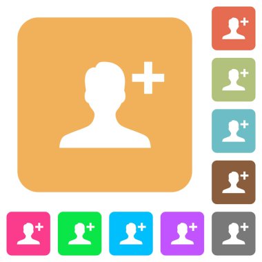 Ekle yeni kullanıcı yuvarlak kare düz simgeler