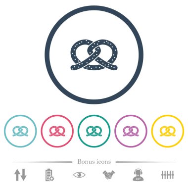 Yuvarlak özetlenmiştir tuzlu kraker düz renk simgeleri