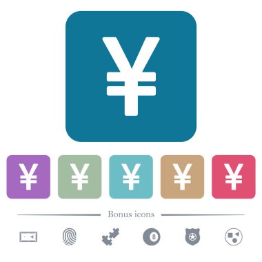 Japon yen renk yuvarlak kare arka düz simgeler işareti