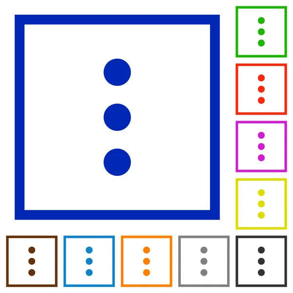 Mais opções ícones de moldura plana — Vetor de Stock