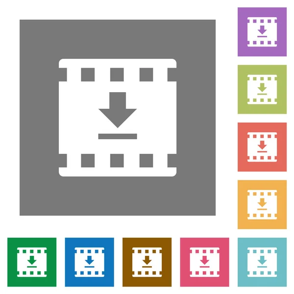 Film quadratische flache Symbole herunterladen — Stockvektor