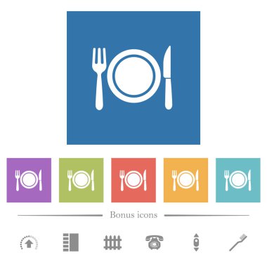 Kare arka planlar düz beyaz simgeler akşam yemeği