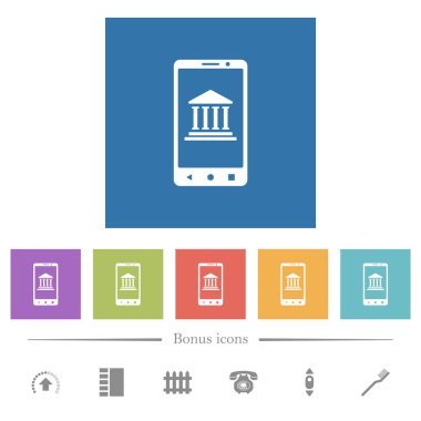 Kare arka planlar mobil bankacılık düz beyaz simgeler