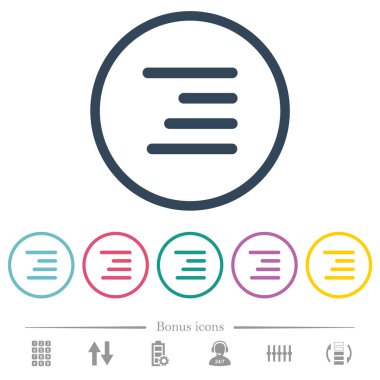 Metin yuvarlak anahatlar sağ düz renk simgeleri hizalama