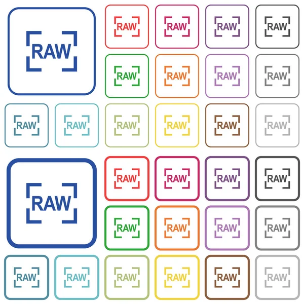 Režim obrazu Camera Raw, obrysy ikon s plochými barvami — Stockový vektor