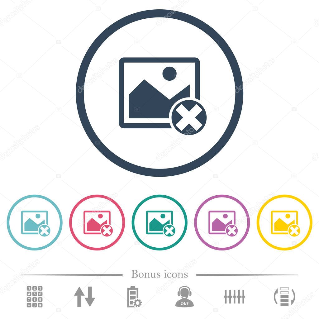 Cancel image operations flat color icons in round outlines