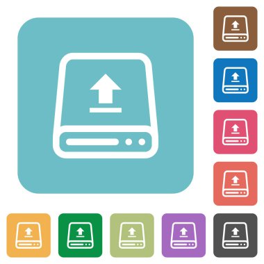 Sabit disk yuvarlak kare düz simgeler upload