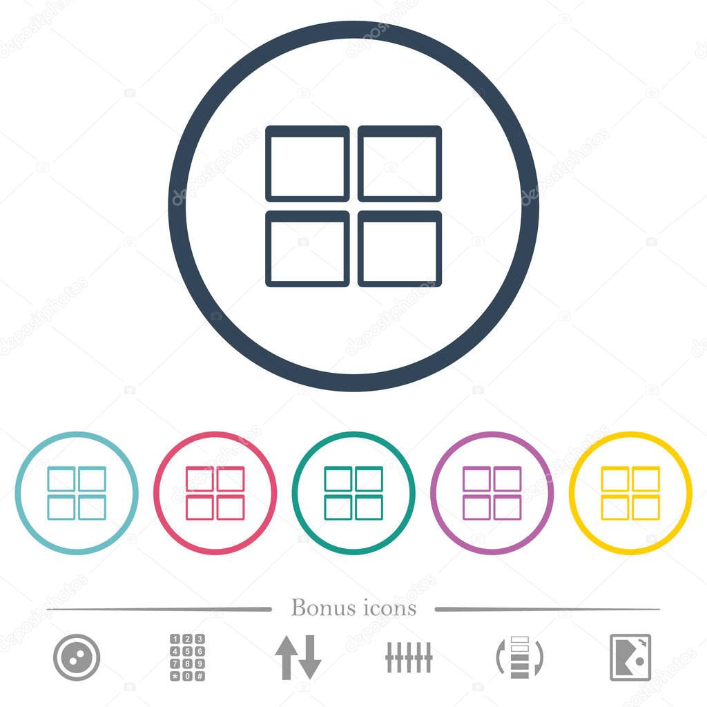 Admin dashboard panels flat color icons in round outlines