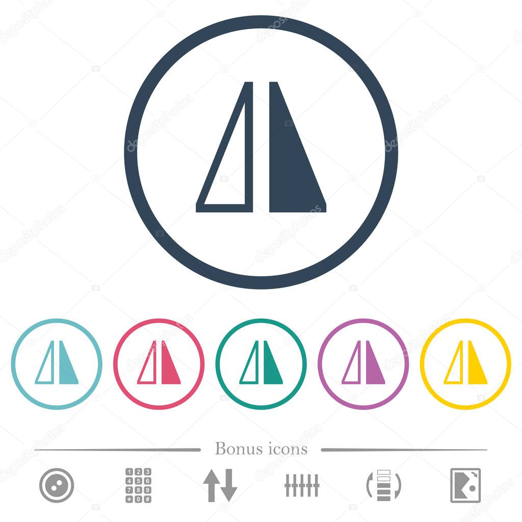Flip horizontal flat color icons in round outlines