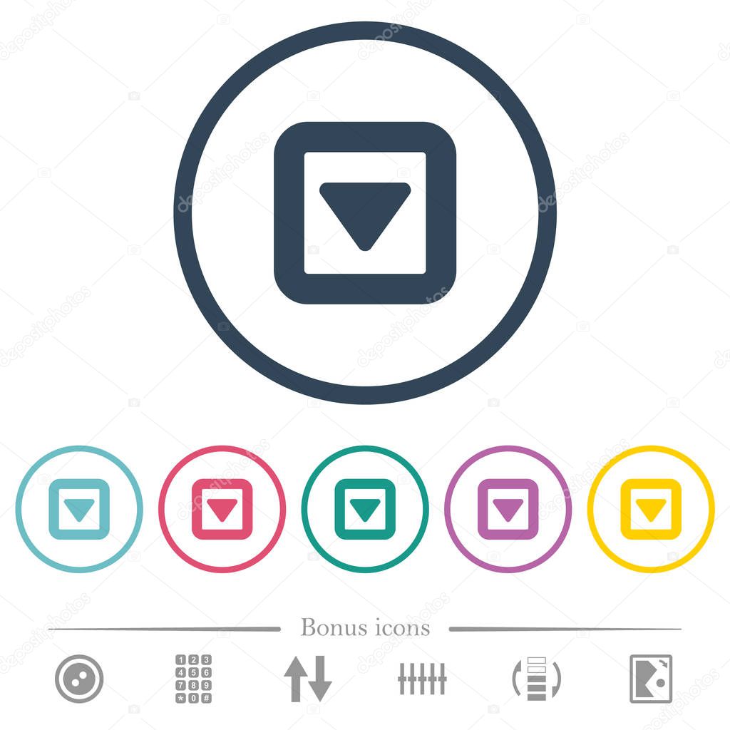 Toggle down flat color icons in round outlines
