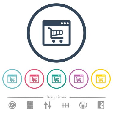 Yuvarlak Webshop uygulama düz renk simgeleri anahatlar